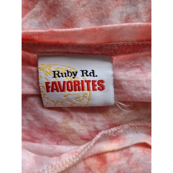 Ruby Rd Favorites Tie Dye 3/4 Sleeve Top Womens Large Orange White - Picture 3 of 5